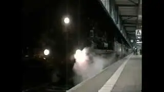 Nachtfahrt mit Dampflokomotive 38 205 - vom Bahnhof Greiz in Richtung Neumark - 26.10.1996