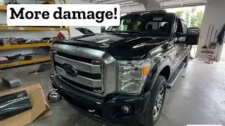 Rebuilding A Smashed Ford F350 Platinum! we found more damage!