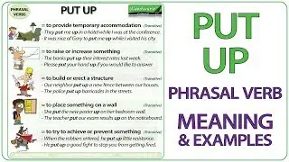 PUT UP Phrasal Verb Meaning & Example Sentences in English | Learn English Phrasal Verbs