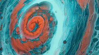 (543) Spiral Straight Pour- Cells No Silicone -  Acrylic Paint Pouring - Fluid Art