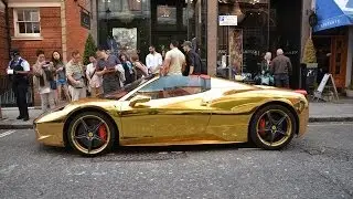 GOLD CHROME Ferrari 458 Spider in London!