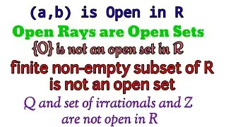 Every subset of a discrete metric space is open |  Q and Z are not open |  irrationals is not open