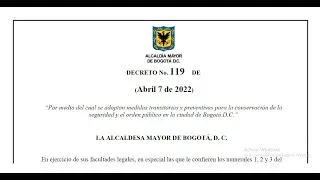 Decreto 119 de 2022 - Medidas de Seguridad en Bogotá