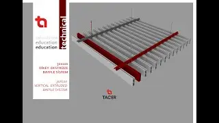 Ekstrüze Baffle Asma Tavan Sistemi / 30x100 Dikey Metal / TACER