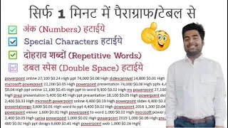 Remove Numbers, Special Characters, Repetitive Words, Double Space from Keywords | Video in Hindi...