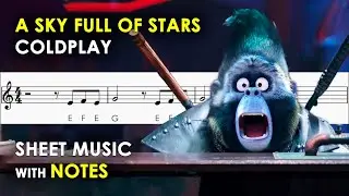 A Sky Full of Stars | Sheet Music with Easy Notes for Recorder, Violin Beginners Tutorial | Coldplay