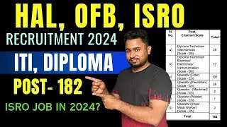 ISRO, HAL, Indian Ordnance Factories Recruitment 2024|| ITI, Diploma, Degree, ISRO Upcoming Job 2024