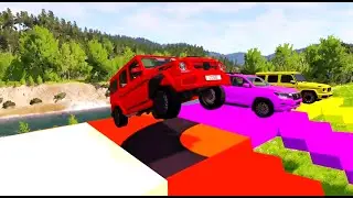 TRANSPORTING PIXAR CARS & FRUITS WITH COLORED  - BeamNG.drive