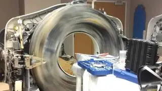 Inside a ct scanner while it is spinning