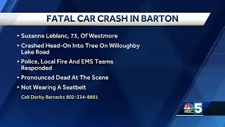Woman killed in head-on crash in Barton, VT