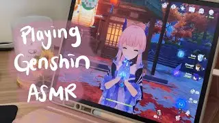 playing genshin on a cozy iPad pro setup | controller ASMR | chinese dub | dailies, irodori festival