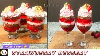 Christmas Special No-Bake Creamy Strawberry Dessert 🍓| Winter Delight That Melts in Your Mouth 🤤