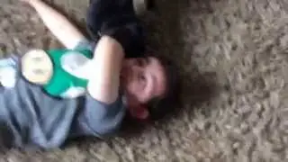 Kid getting licked by dog