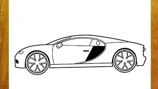 How To Draw Bugatti Chiron - Easy Car Drawing step by step