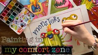 Painting 4 illustrations of monsters for fun👽