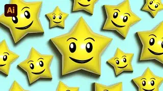 Adobe Illustrator CC Tutorial - How To Make 3D Happy Star In Adobe Illustrator