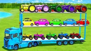 TRANSPORTING COLORS OF FIAT MINI CARS, ZETOR TRACTORS & ATVS WITH SCANIA TRUCK - FS22