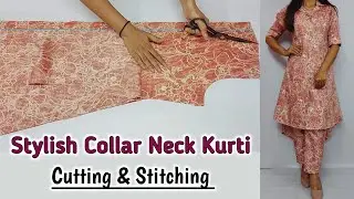 New Designer Coat Collar Kurti Cutting and Stitching/Treandy Co-ord Set Cutting /Cord set Cutting