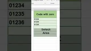 code with zero disit in ms excel 