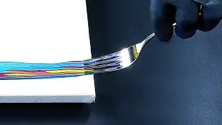 How to paint with a Fork | Colorful abstract Painting | Fluid art