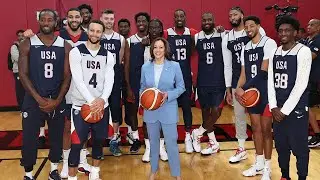 Vice President Kamala Harris encourages US men's basketball to bring back the gold as Paris Olympics