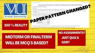 Vu paper pattern changed? | MCQ`s based midterm or finalterm? |