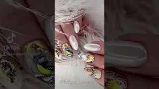 Новогодний маникюр с Синичкой и Свечой - готовая работа на клиентке 