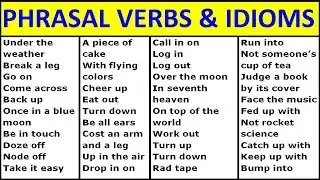 VOCABULARY WORDS. ENGLISH LEARN WITH MEANING. IDIOMS AND PHRASAL VERBS in ENGLISH WITH EXAMPLES