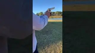 Shooting a Taurus 357 magnum at some steel.