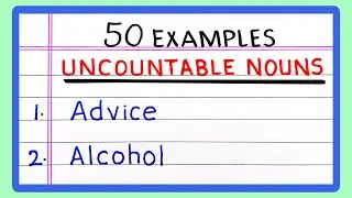 Examples of UNCOUNTABLE NOUNS | 10 | 20 | 30 | 50 Examples of UNCOUNTABLE NOUNS | List of