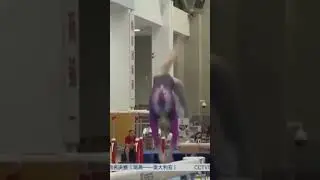Qiu Qiyuan throwing backhandspring B + arabian F worth .2 in cv #gymnast #beam #shorts #gym