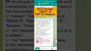 MCQ UPLOAD DIRECT PDF TO TELEGRAM Create Telegram Quiz .