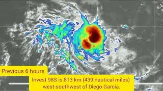 Cyclone #Invest_98S Mar 27, 2021, Sat | 813 km West-SW of #Diego_Garcia.