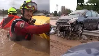 Alluvione Spagna, i soccorsi dei Vigili del Fuoco