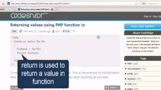PHP Tutorial : function returning value