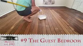 Putting the finishing touches on our 110-year-old house's guest bedroom (staining and furnishing)!