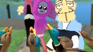 babies go duck feeding