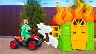 Малыш чинит квадроцикл и Весело катается на детском квадрике