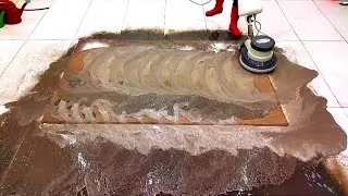 Heavy dirt hidden in the carpet cleaning satisfying rug cleaning ASMR