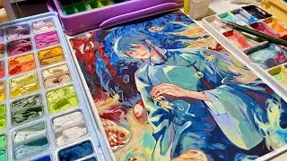 🐟Vẽ Một Chiếc Background Cho Tranh Với Màu Gouache | ✨Gouache Painting ✨
