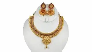 gold jewellery sets - anmol one gram gold plated 14 jewellery set - akso