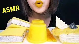 ASMR YELLOW FOOD(Cheesecake, Mango Pudding, Jelly, Ice Cream) MUKBANG~노란색음식 (치즈케이크,망고푸딩,젤리,아이스크림)
