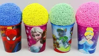 Play Foam Surprise Cups Opening with Disney Princess Cinderella, Queen Elsa, Spider-Man, & More!