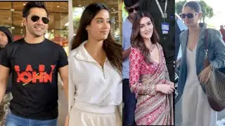 Alia Bhatt,Janhvi Kapoor,Shraddha Kapoor,Kriti Sanon,Varun Dhawan Spotted at Airport