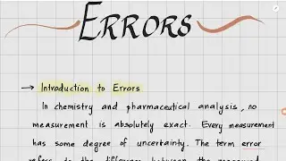 Errors in Measurement | Inorganic Chemistry Basics