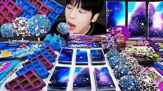 ASMR MUKBANG | GALAXY HONEY JELLY CANDY RECIPE Desserts (Blue Food, Jelly, Noodles Jelly, Ice cream)