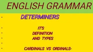 Determiner in English Grammar it's Definition by CL GAUTAM