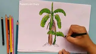 How to draw banana tree step by step (very easy)