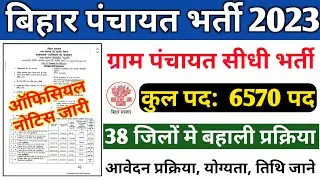 बिहार ग्राम पंचायत डायरेक्ट बहाली 2023 सभी जिलों  मे। bihar panchayat vacancy। bihar new bahali 2023