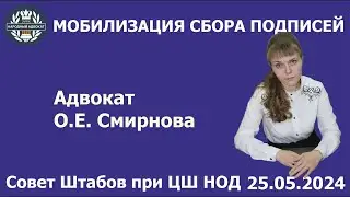 Мобилизация сбора подписей в Верховный суд России. Адвокат О.Е. Смирнова, 25.05.2024